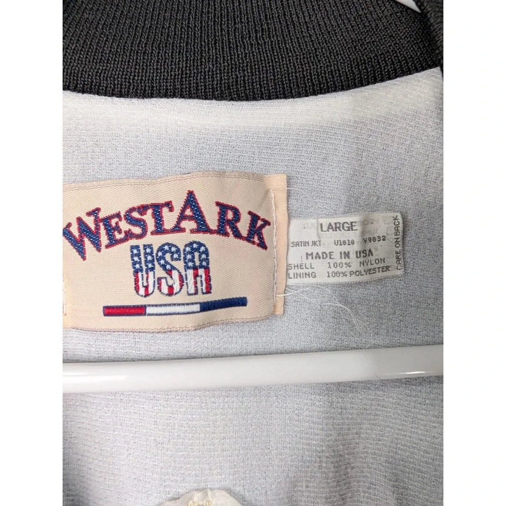 Westark USA Club Wild Satin Bomber Jacket Mens Large Black Vintage Made in USA